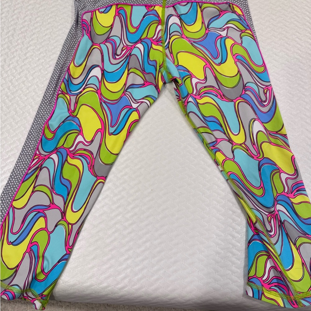 Trina Turk Green and Blue athletic Leggings Vibrant and Artistic